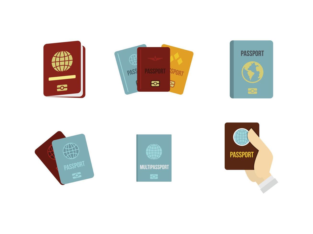 conjunto de ícones de passaporte, estilo simples vetor