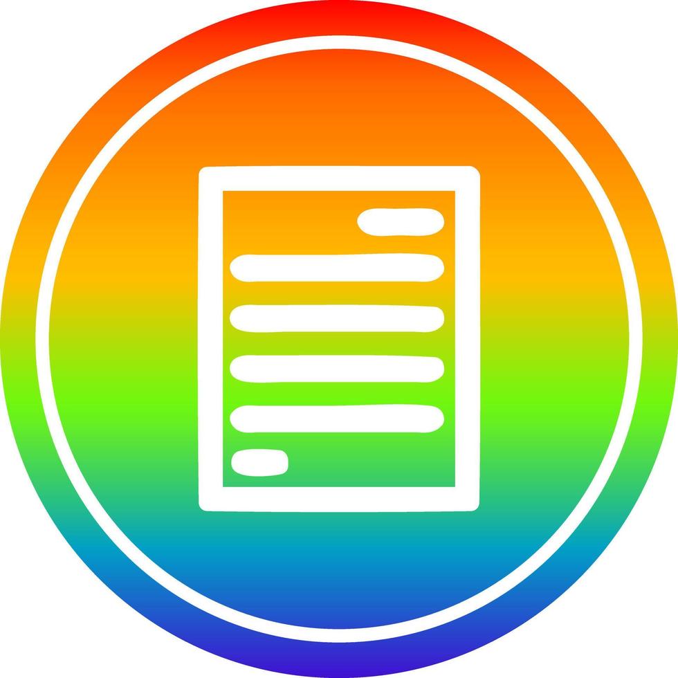 documento oficial circular no espectro do arco-íris vetor