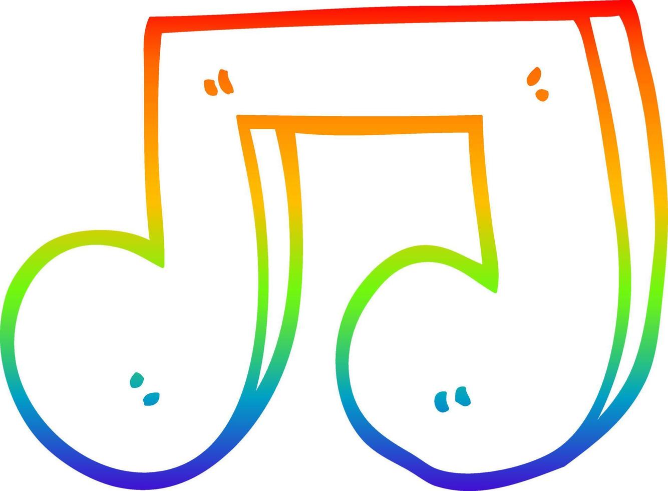 desenho de linha de gradiente de arco-íris notas musicais de desenho animado vetor