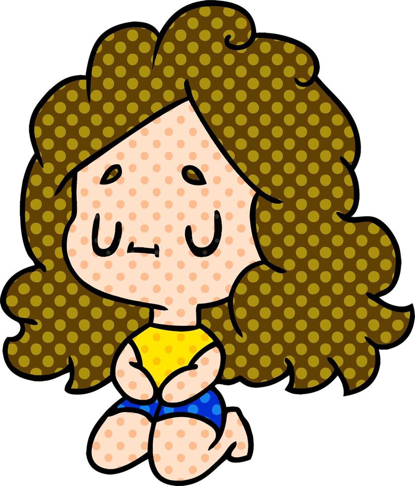 desenho de uma linda garota kawaii vetor