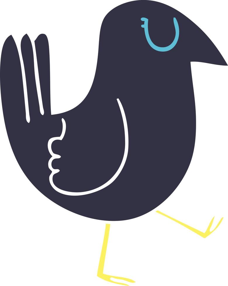 corvo de desenho animado desenhado à mão peculiar vetor