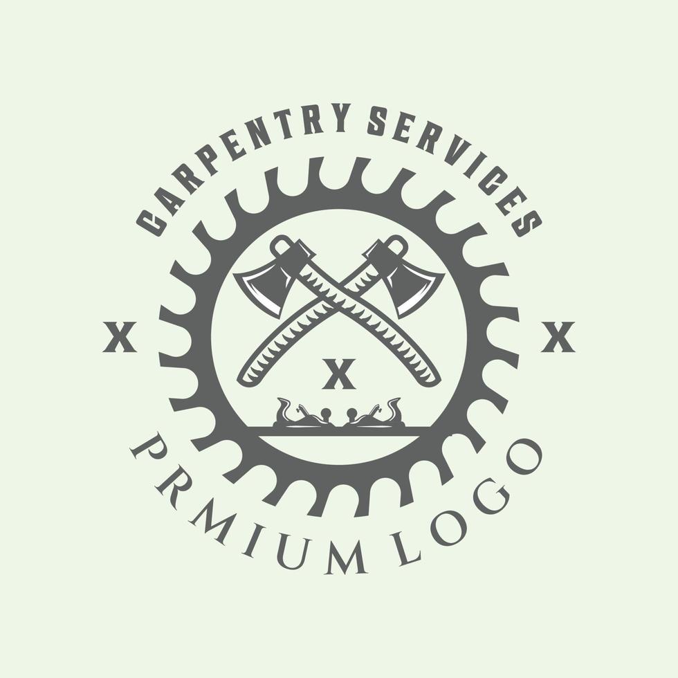 serviço de carpinteiro ícone vintage logotipo design de ilustração vetorial minimalista vetor