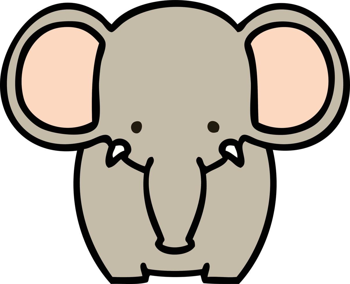 elefante de desenho animado desenhado à mão peculiar vetor