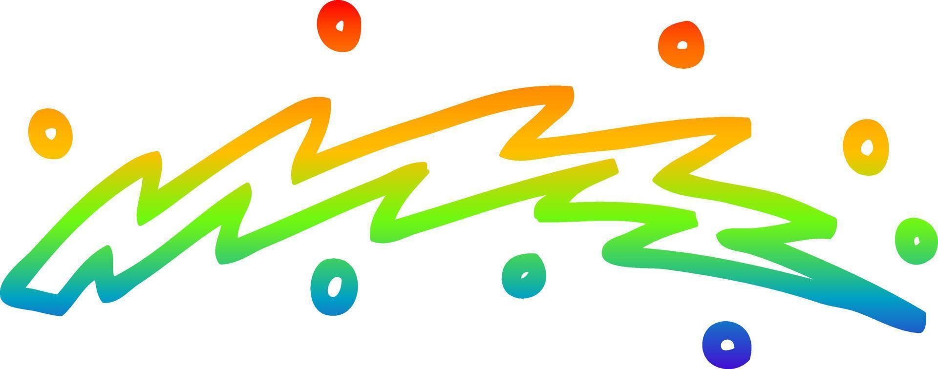 desenho de linha de gradiente de arco-íris relâmpago de desenho animado vetor