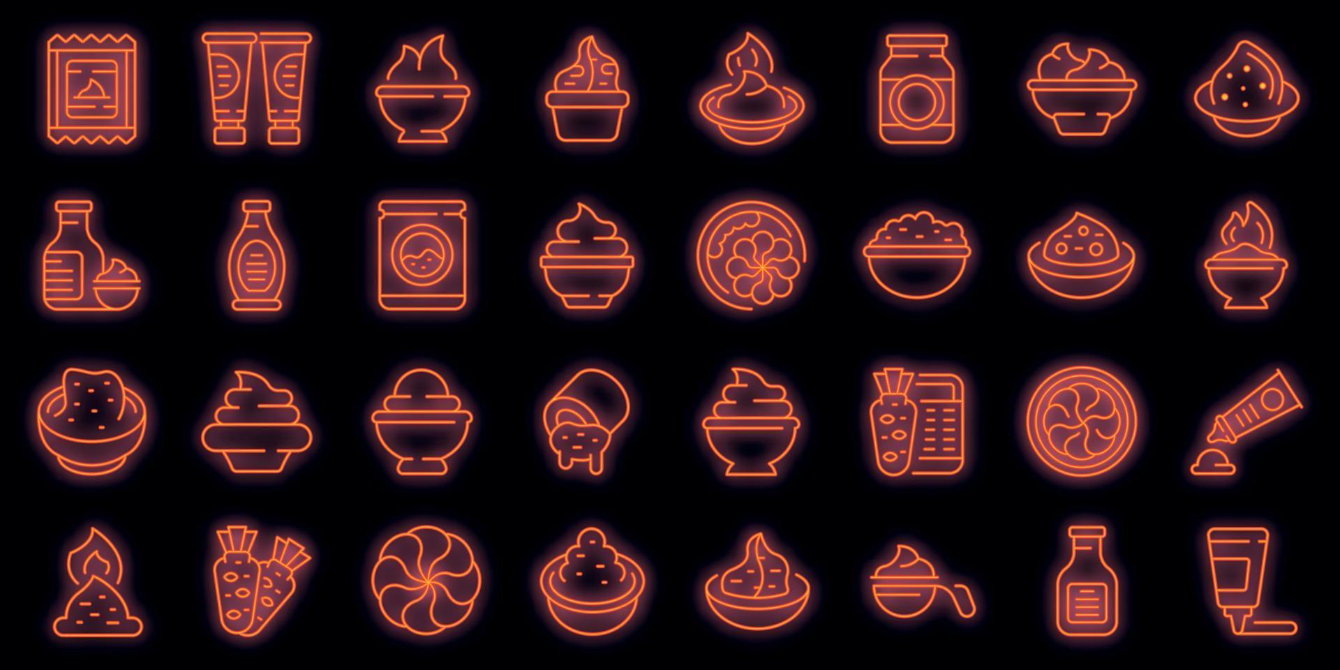 conjunto de ícones de wasabi neon vector