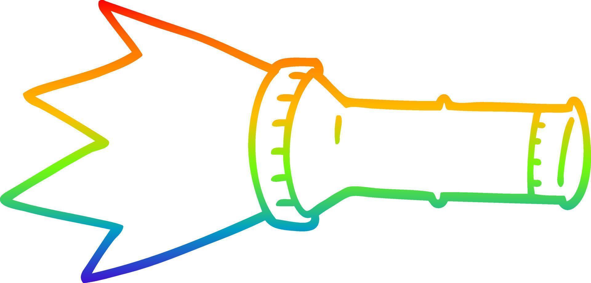 desenho de linha de gradiente de arco-íris tocha elétrica de desenho animado vetor