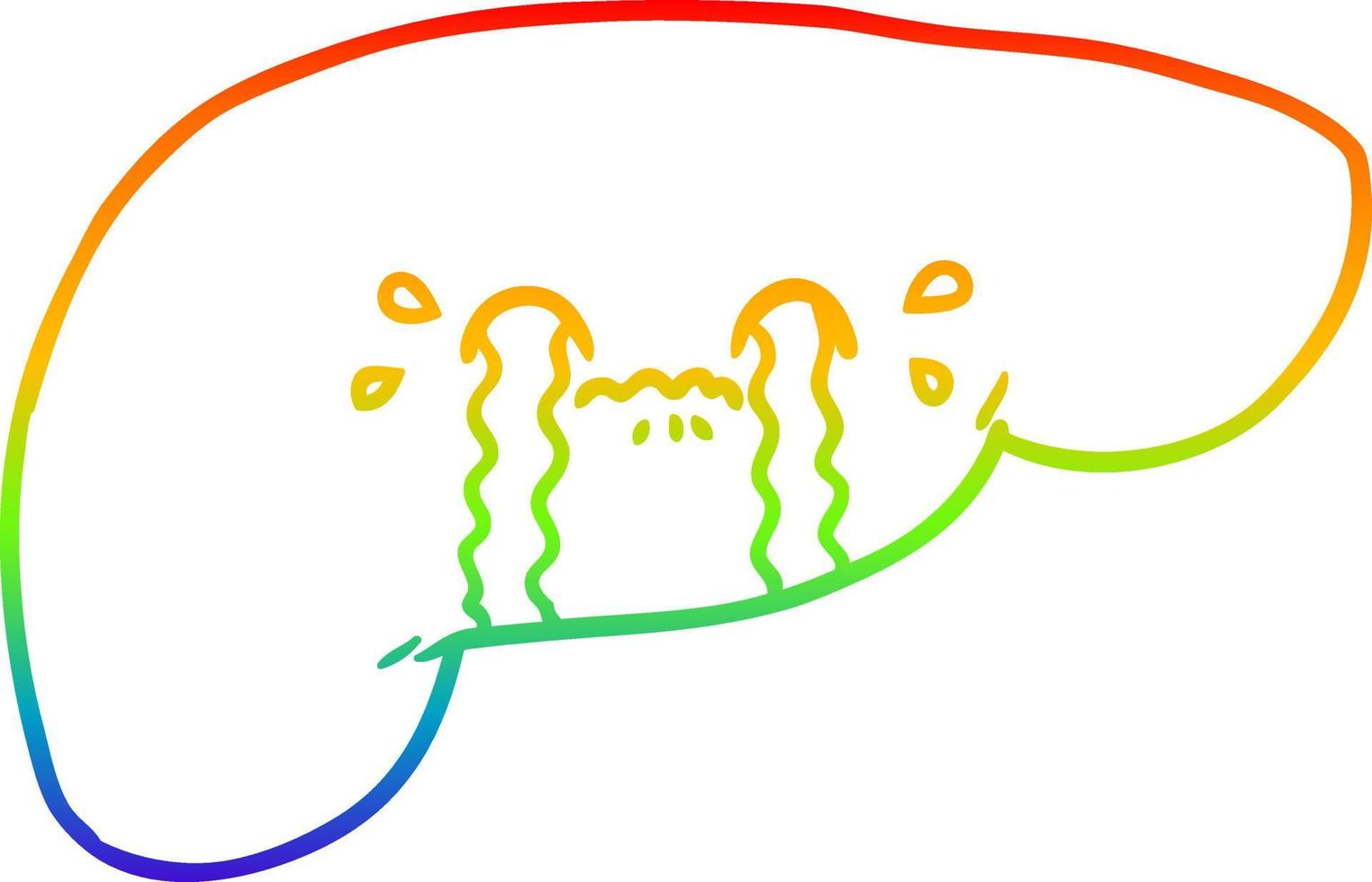 desenho de linha de gradiente de arco-íris fígado de desenho animado vetor