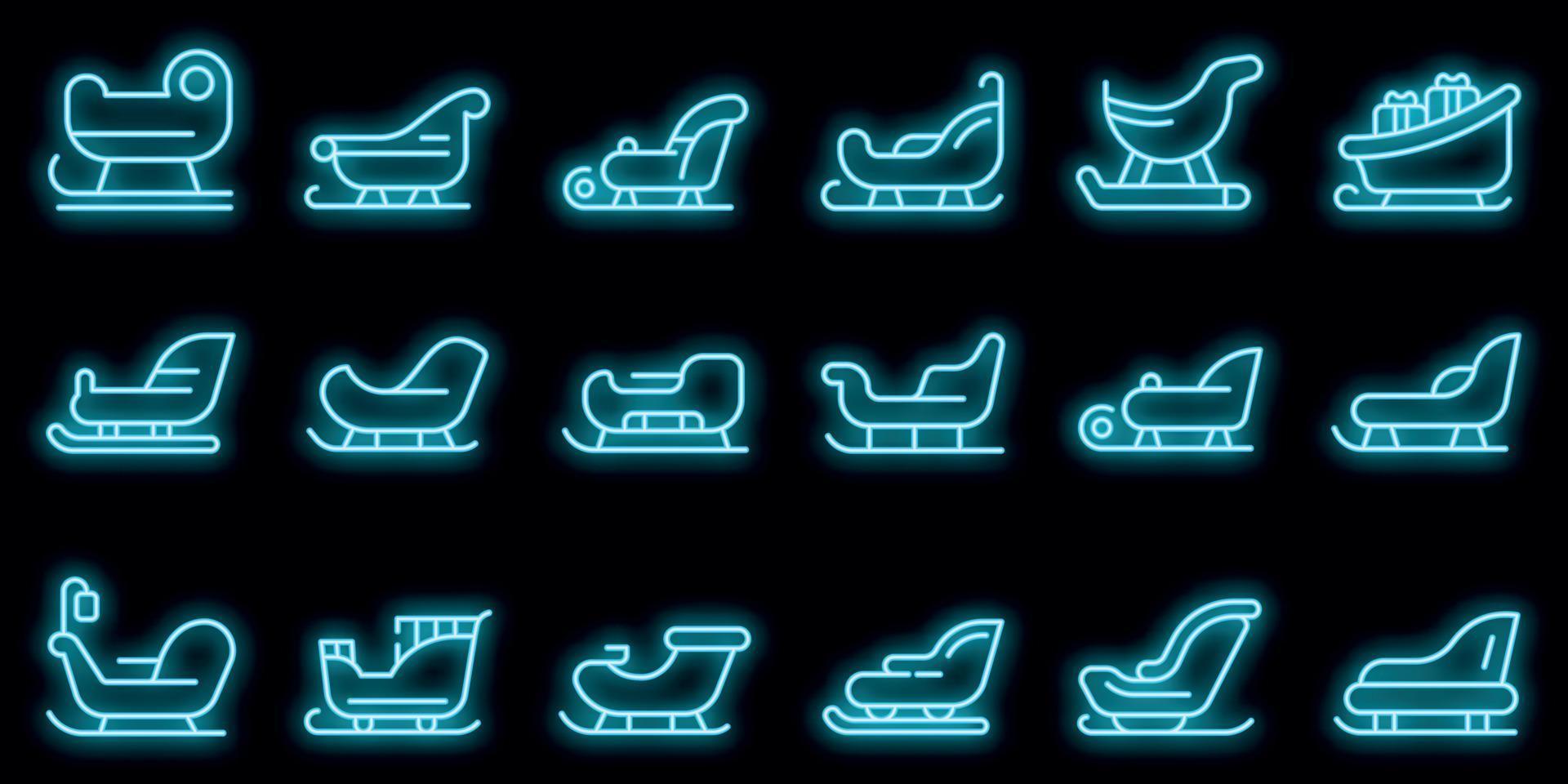 conjunto de ícones de trenó vector neon