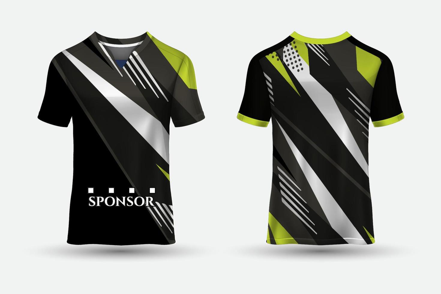 camisetas de design de camisa esportiva extraordinária com vetor de vista frontal e traseira