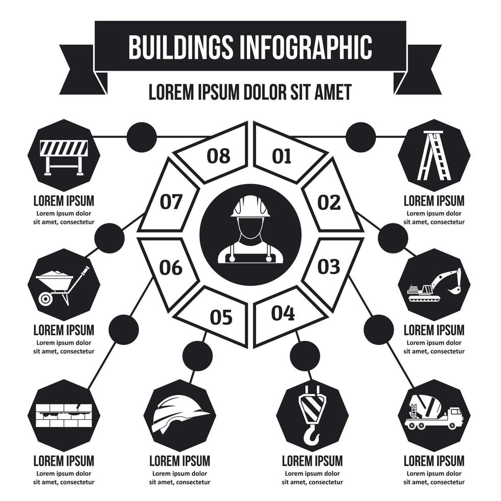 conceito de infográfico de edifícios, estilo simples vetor