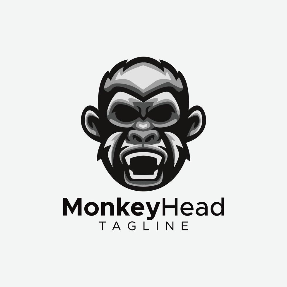 design de logotipo de cabeça de macaco vetor