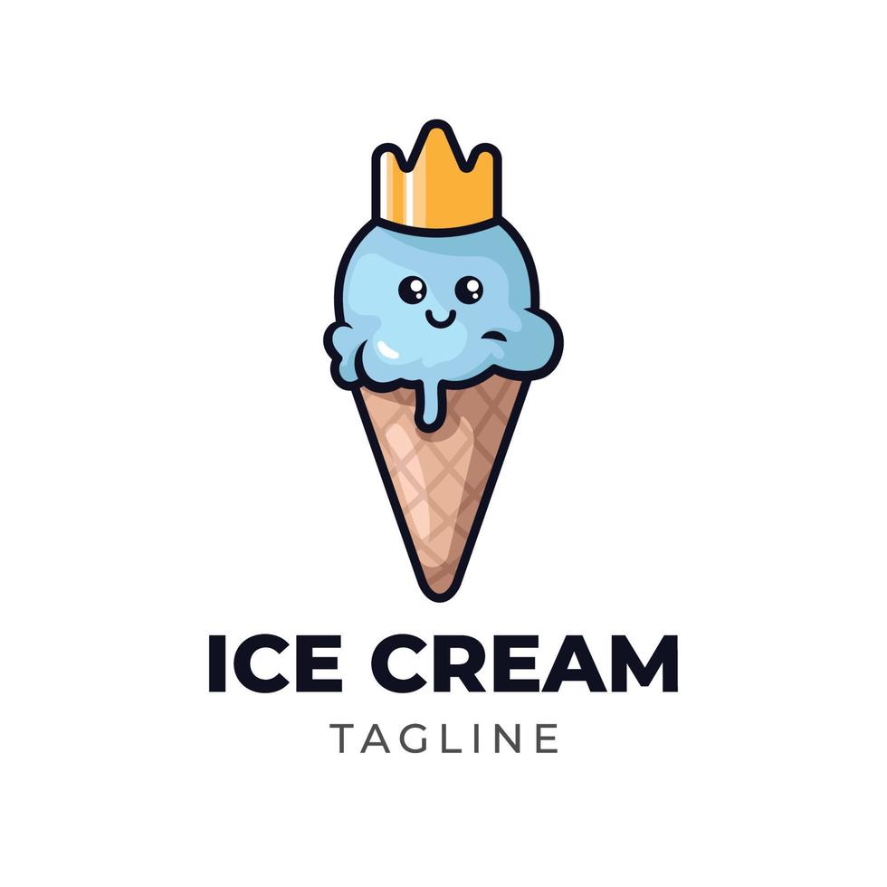 design de logotipo fofo de sorvete vetor