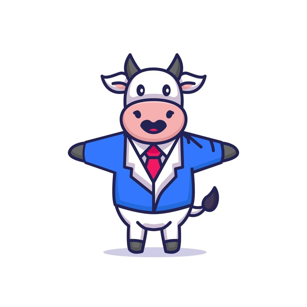 design de mascote de vaca de negócios vetor