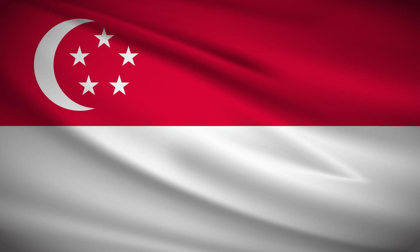 bandeira ondulada realista do vetor de fundo de Cingapura. vetor de bandeira ondulada de singapura
