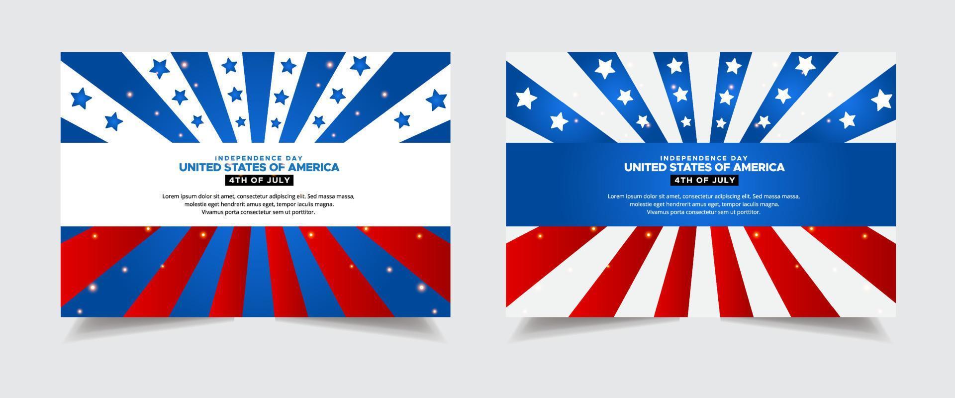 coleção do banner de design do dia da independência americana dos estados unidos. 4 de julho design do dia da independência vetor