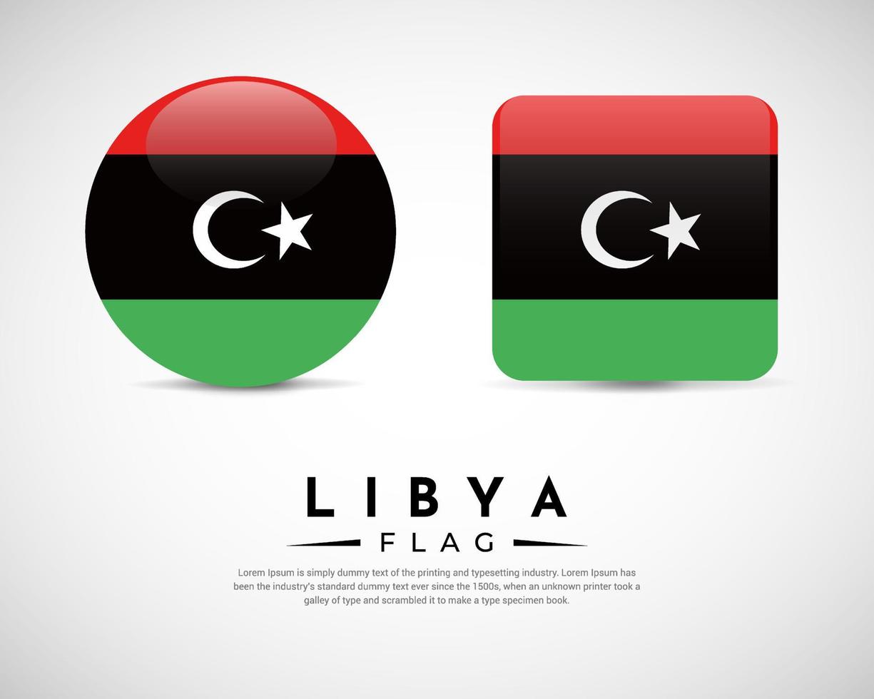 vetor de ícone de bandeira líbia realista. conjunto de vetor de emblema de bandeira da líbia
