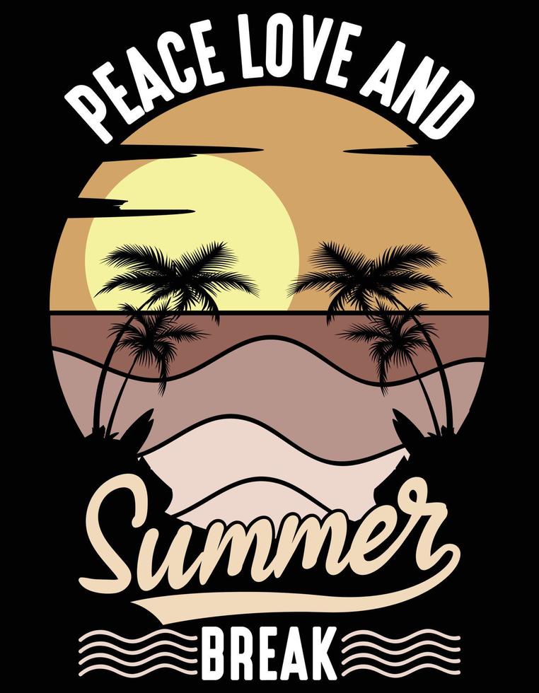 dia de verão e design de t-shirt de vetor de tipografia de praia, ilustração, elemento gráfico