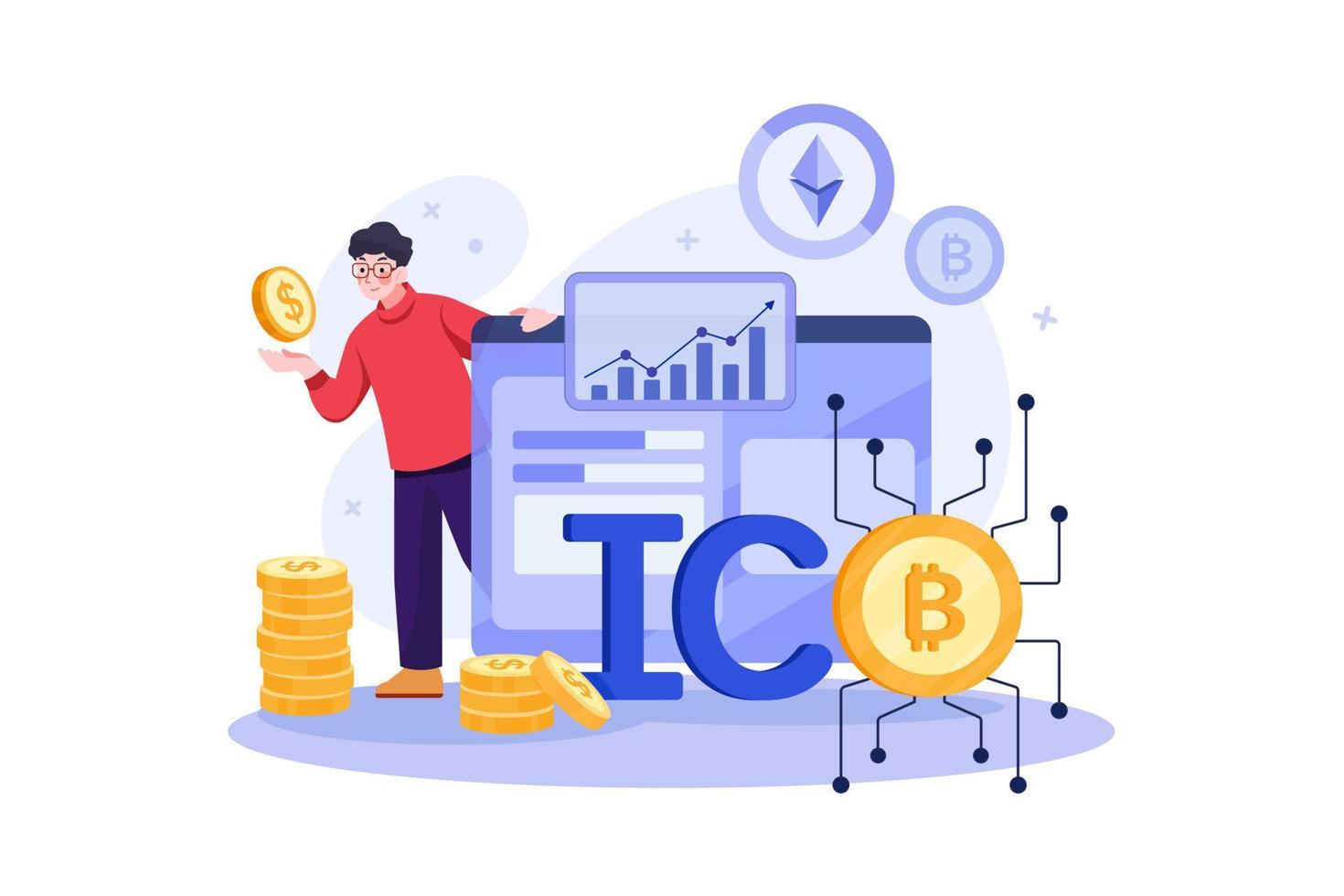 conceito de ilustração plana ico blockchain vetor