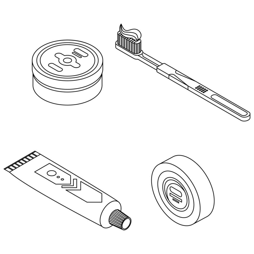 ícones de pasta de dente definir contorno vetorial vetor