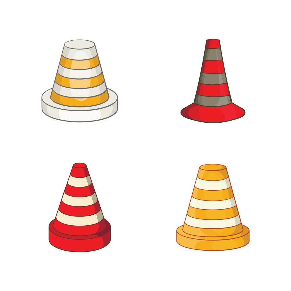 conjunto de ícones de cone de estrada, estilo cartoon vetor