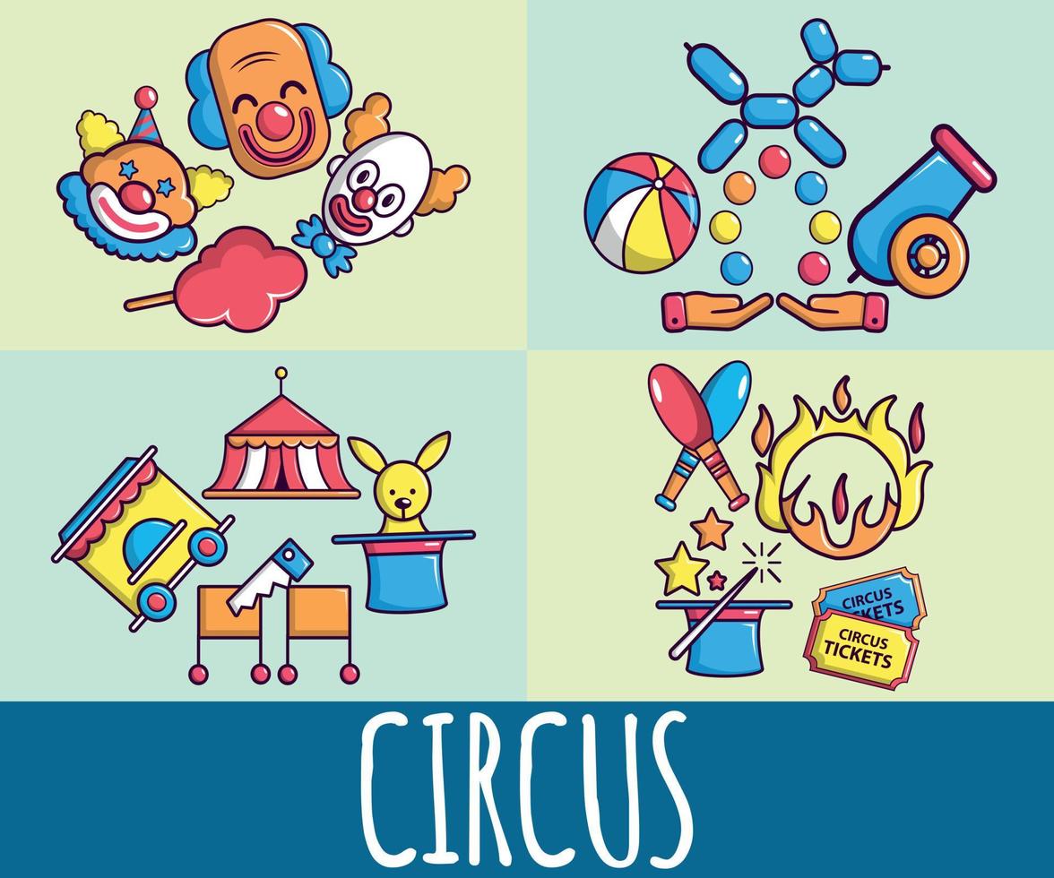 bandeira do conceito de circo, estilo cartoon vetor