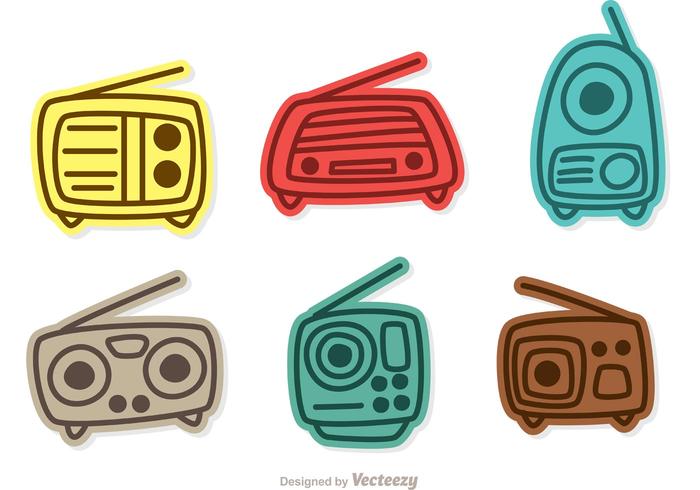 Pacote de vetores de rádio retro colorido