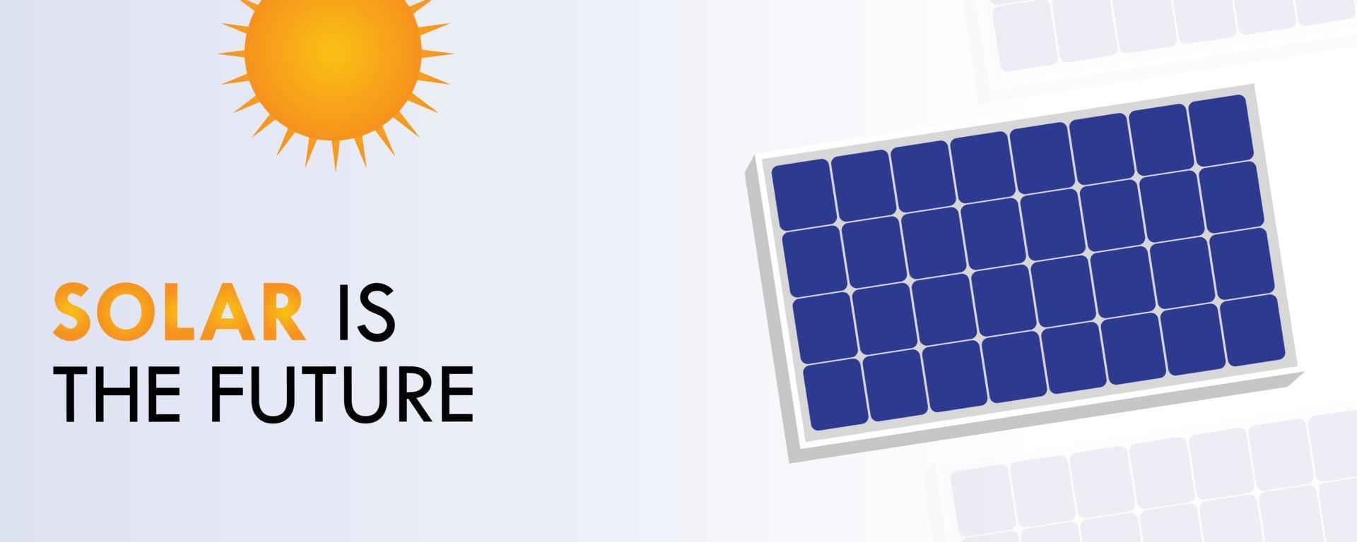 solar é a ilustração do futuro painel solar sol limpo eletricidade verde energia renovável luz solar indústria de energia natureza inovadora ambiente energético mensagem banner infográfico modelo vetor