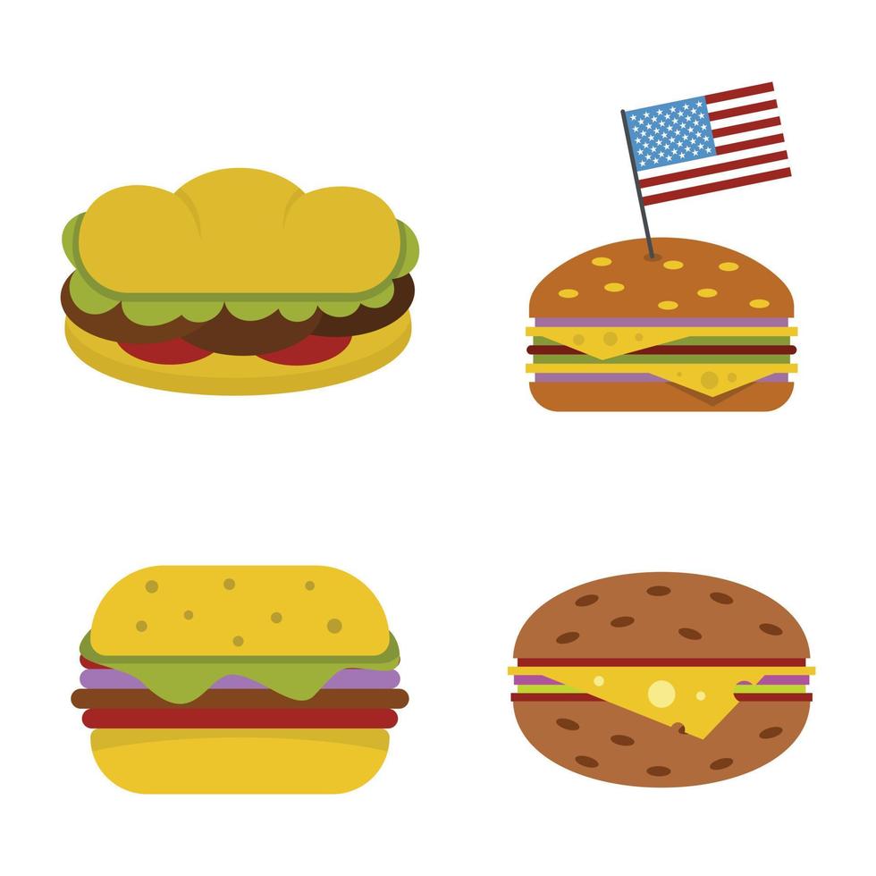 conjunto de ícones de hambúrguer, estilo simples vetor