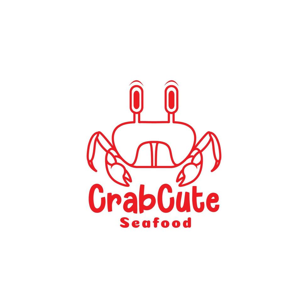 linha vermelha caranguejos bonitos design de logotipo de frutos do mar vetor gráfico símbolo ícone ilustração ideia criativa