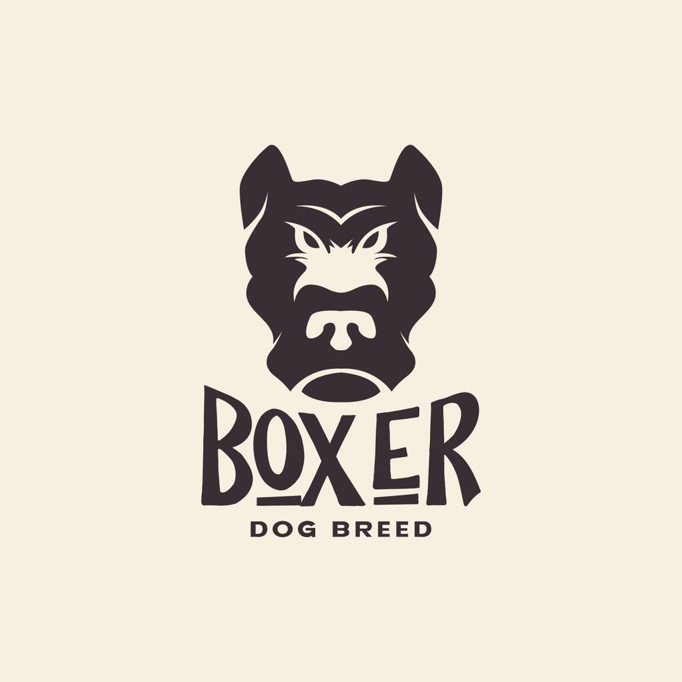 cabeça vintage cão boxer logotipo design gráfico de vetor símbolo ícone ilustração ideia criativa