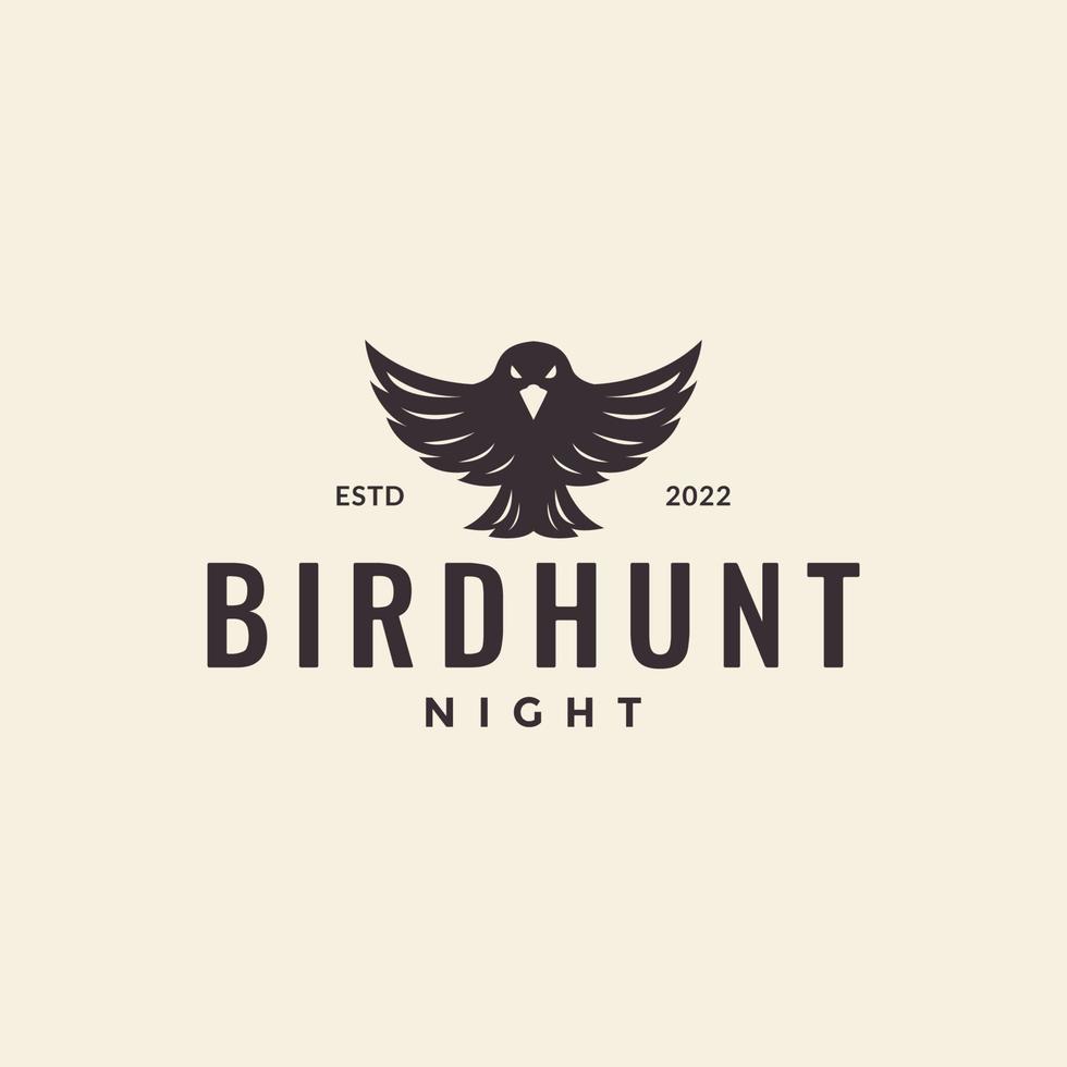 passarinho noturno caça voadora design de logotipo vetor gráfico símbolo ícone ilustração ideia criativa