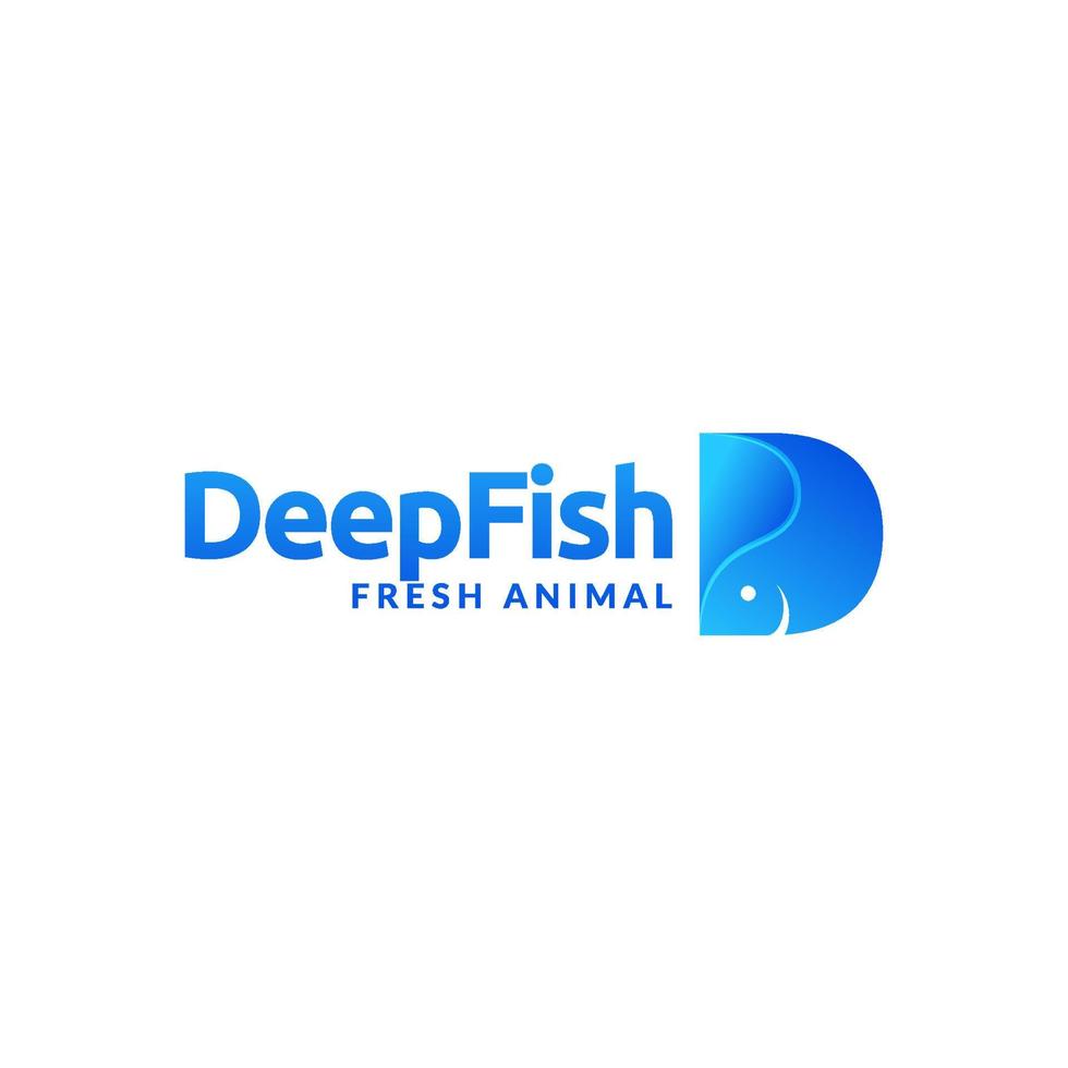letra azul abstrata d com design de logotipo de peixe vetor gráfico símbolo ícone ilustração ideia criativa