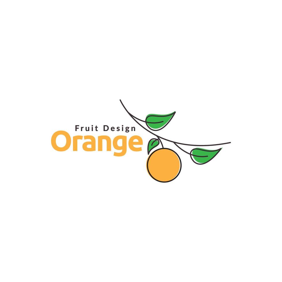 linha abstrata ramo laranja fruta logotipo design vetor gráfico símbolo ícone ilustração ideia criativa