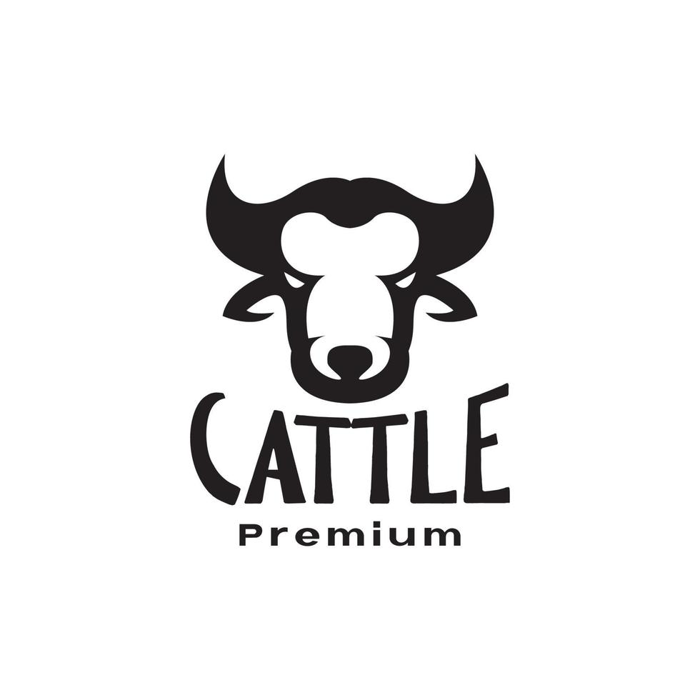 cabeça gado vaca chifre pequeno design de logotipo vintage vetor gráfico símbolo ícone ilustração ideia criativa