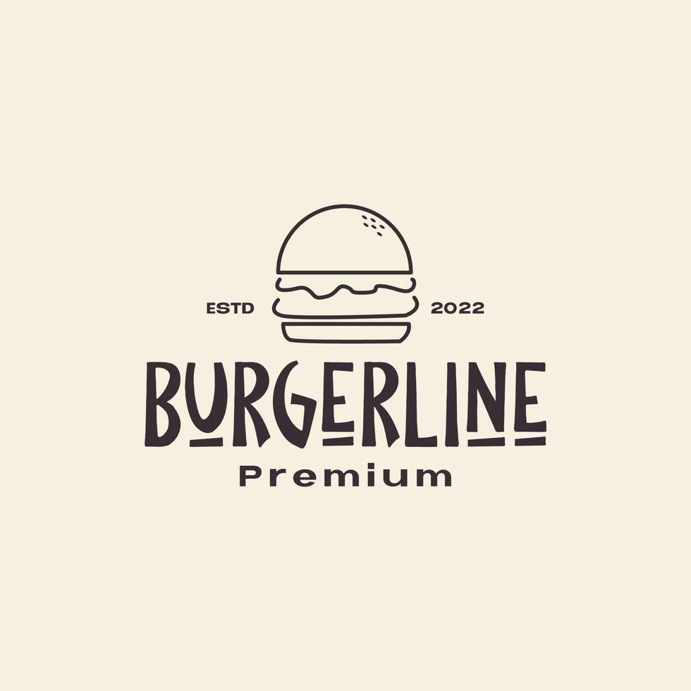 linha simples hambúrguer de comida mínima design de logotipo vintage vetor gráfico símbolo ícone ilustração ideia criativa