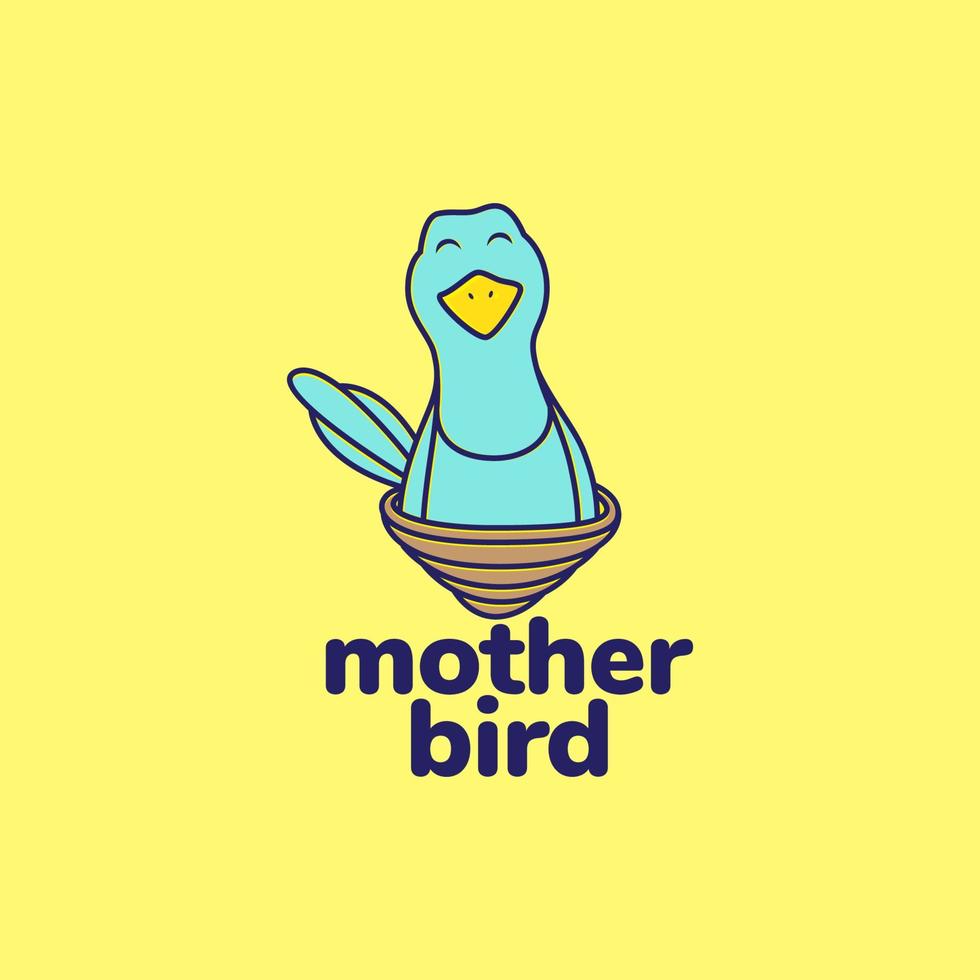 pássaro colorido com design de logotipo de ninho vetor gráfico símbolo ícone ilustração ideia criativa
