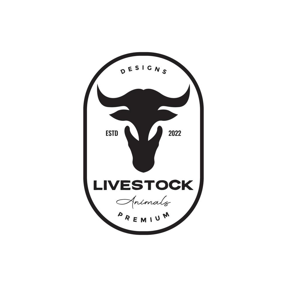 distintivo de hipster com design de logotipo de caveira de vaca vetor símbolo gráfico ilustração ideia criativa