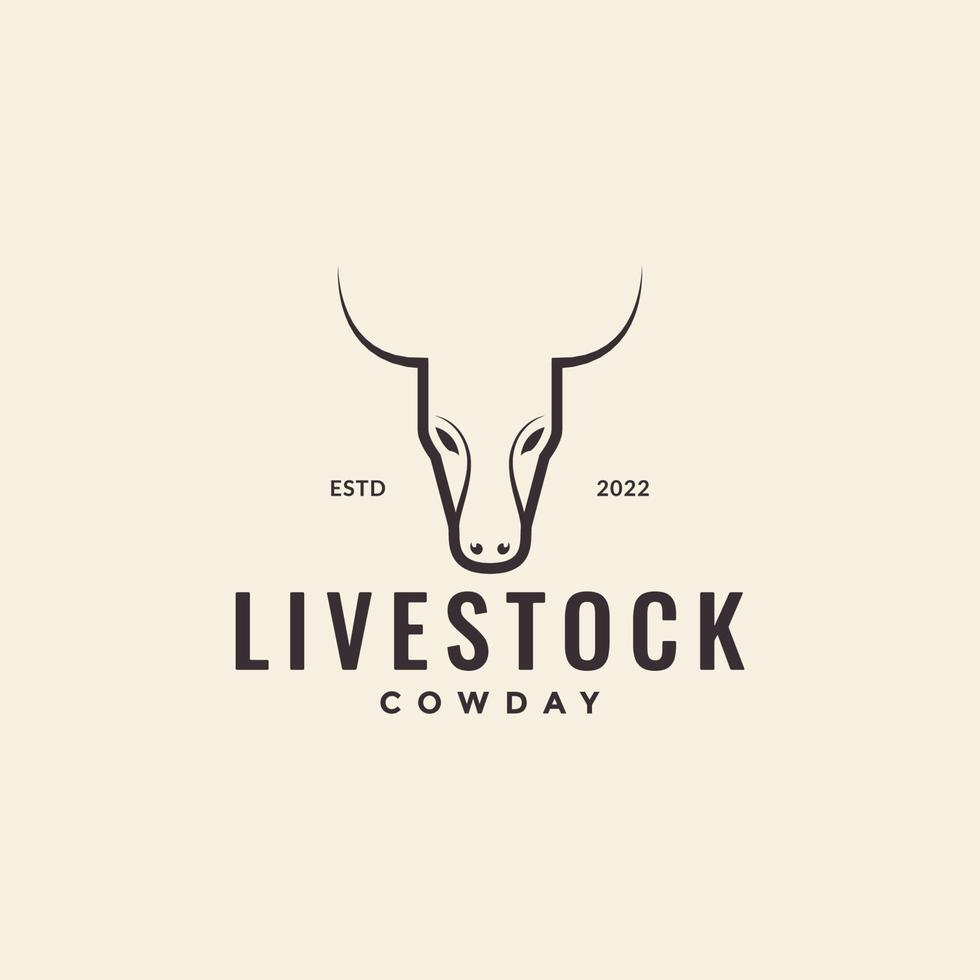 cabeça mínima vaca hipster design de logotipo vetor gráfico símbolo ícone ilustração ideia criativa