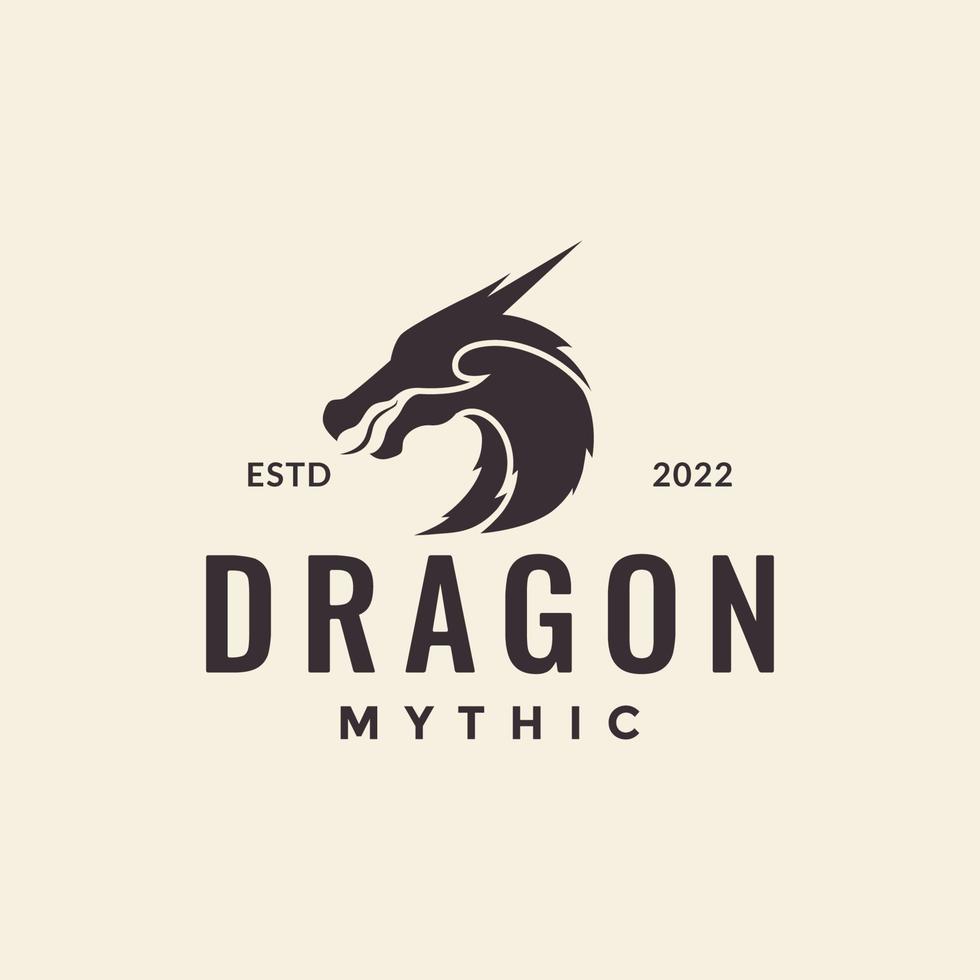 vista lateral cabeça dragão vintage logotipo design vetor gráfico símbolo ícone ilustração ideia criativa