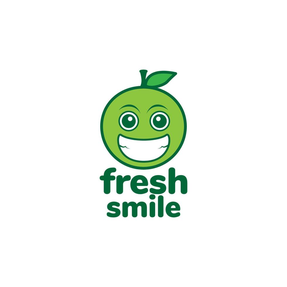 desenho animado sorriso fruta maçã verde fresca logo design gráfico de vetor símbolo ícone ilustração ideia criativa