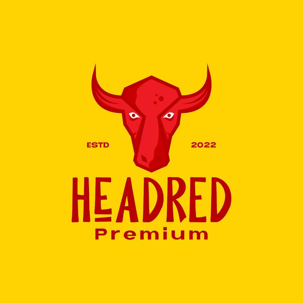 cabeça vermelha vaca vintage design de logotipo colorido vetor gráfico símbolo ícone ilustração ideia criativa