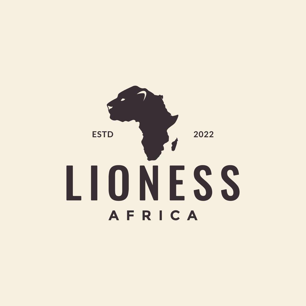 mapa áfrica com design de logotipo de leoa vetor gráfico símbolo ícone ilustração ideia criativa