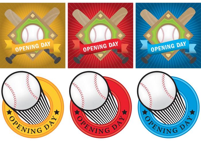 Pacote de dia de inauguração de beisebol vetor