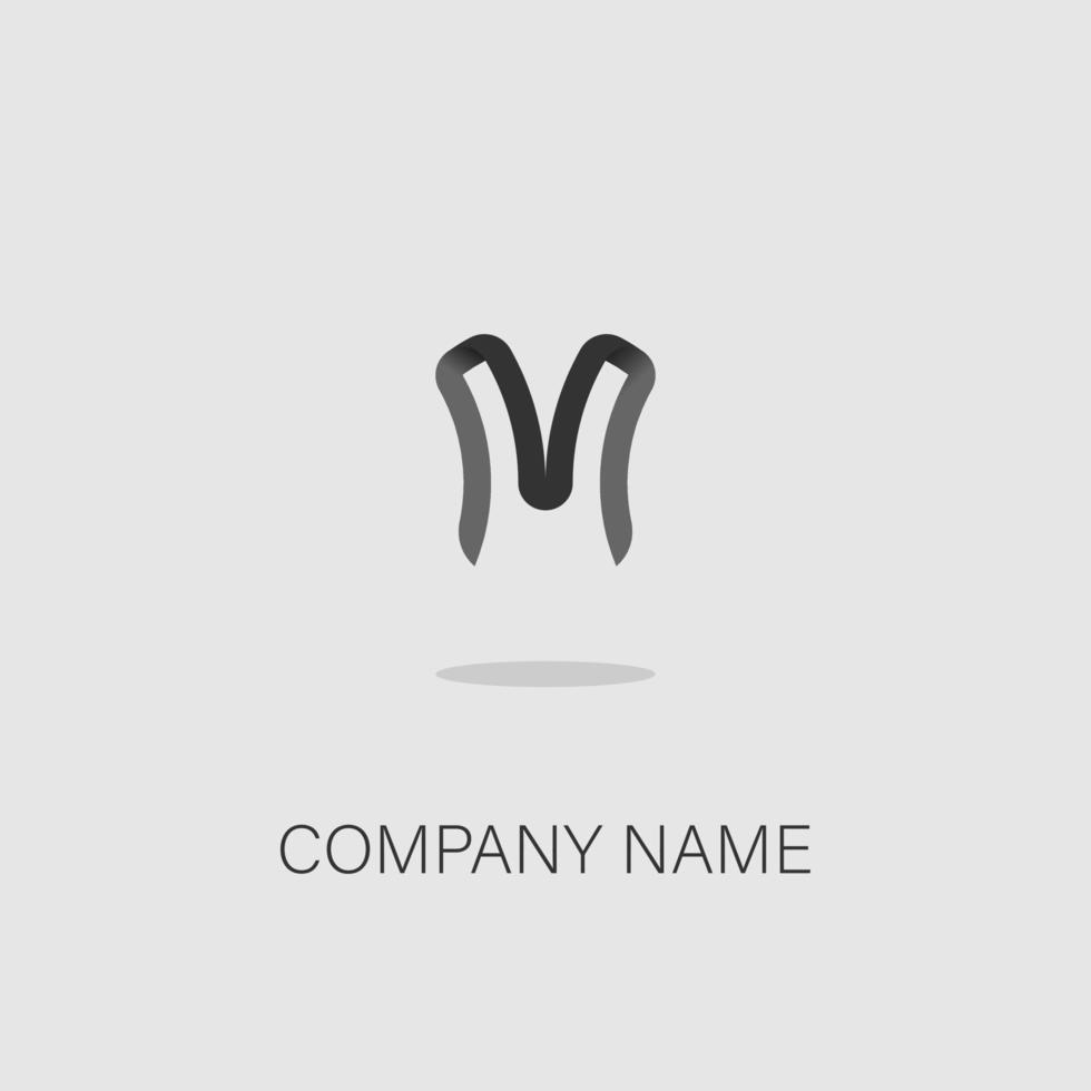 design de ícone de logotipo forma de letra m elegante cor cinza simples para empresa na moda vetor eps 10