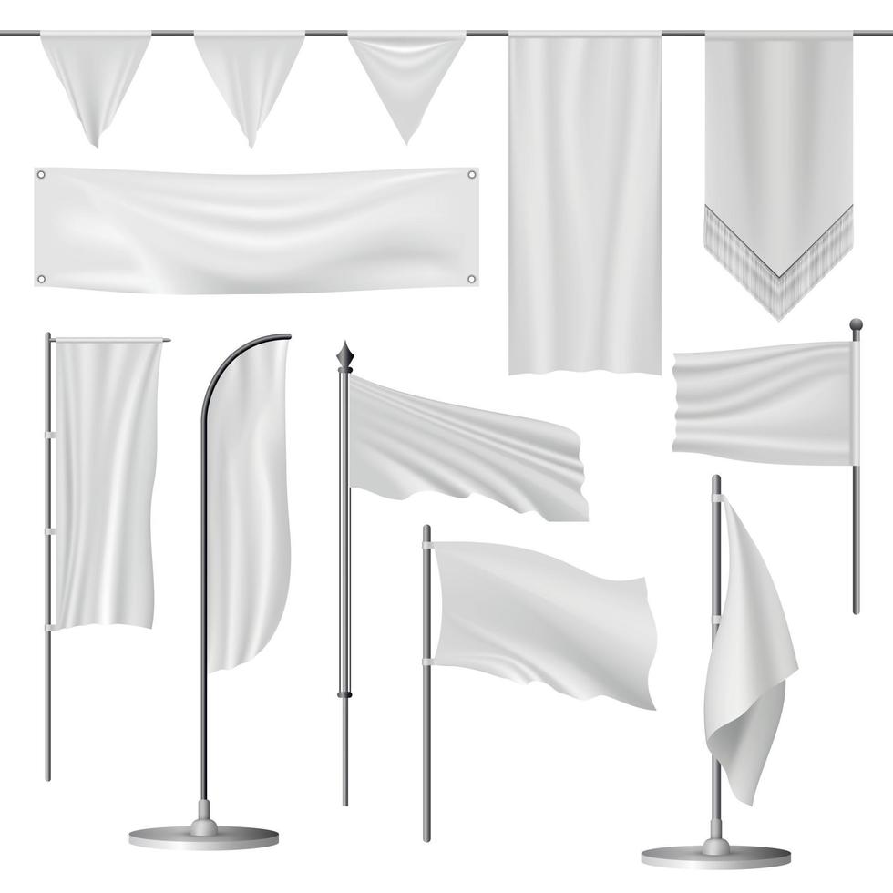 conjunto de maquete de bandeira, estilo realista vetor