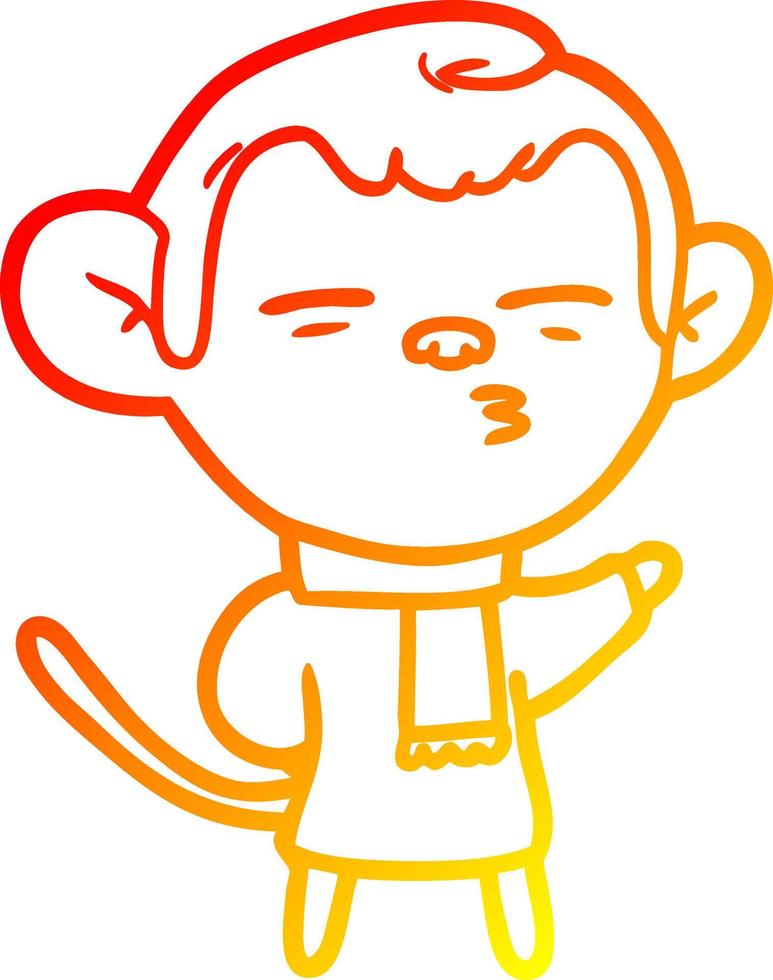 desenho de linha de gradiente quente desenho de macaco suspeito vetor