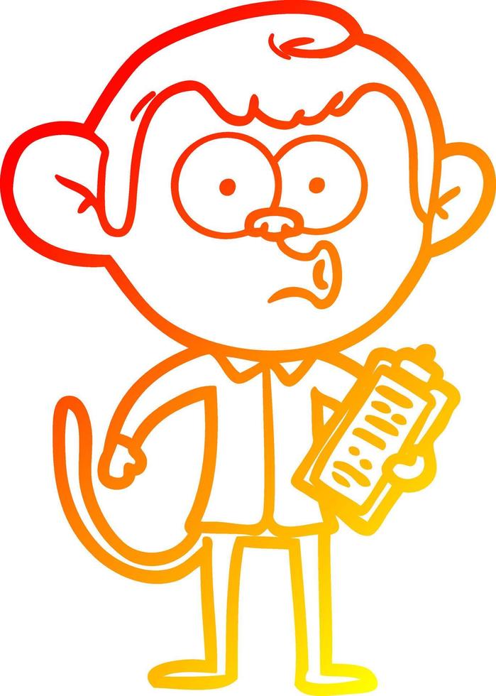 macaco de vendedor de desenhos animados de desenho de linha de gradiente quente vetor