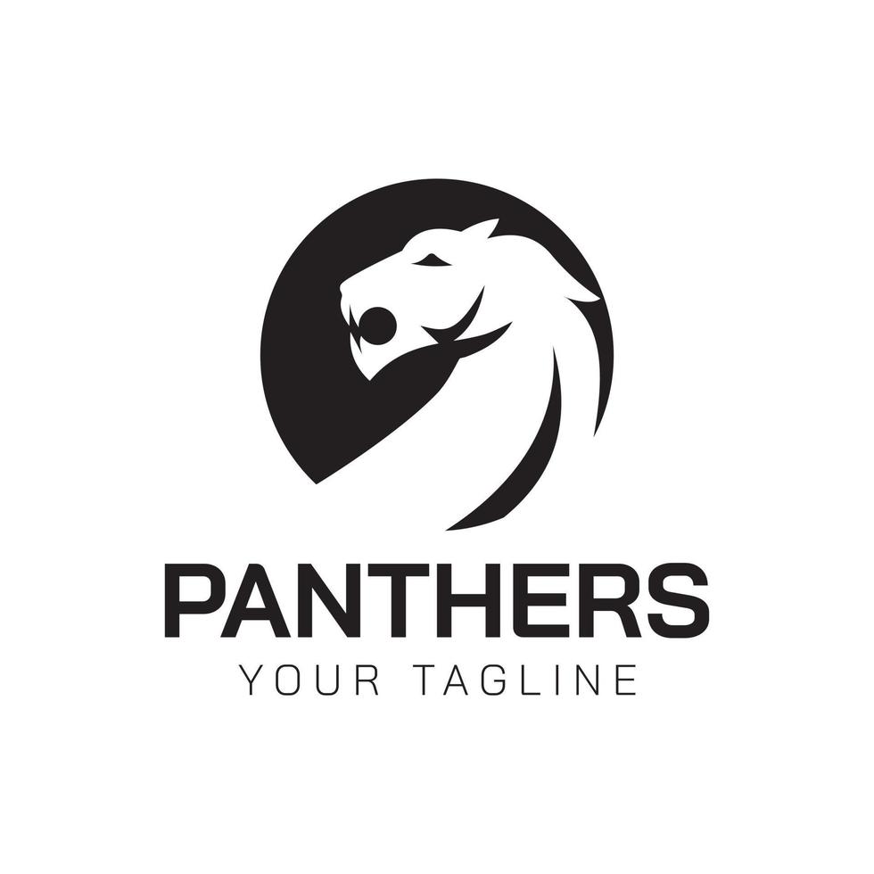 modelo de espaço negativo de vetor de design de logotipo de pantera. animais criativos no ícone do conceito de logotipo de círculo