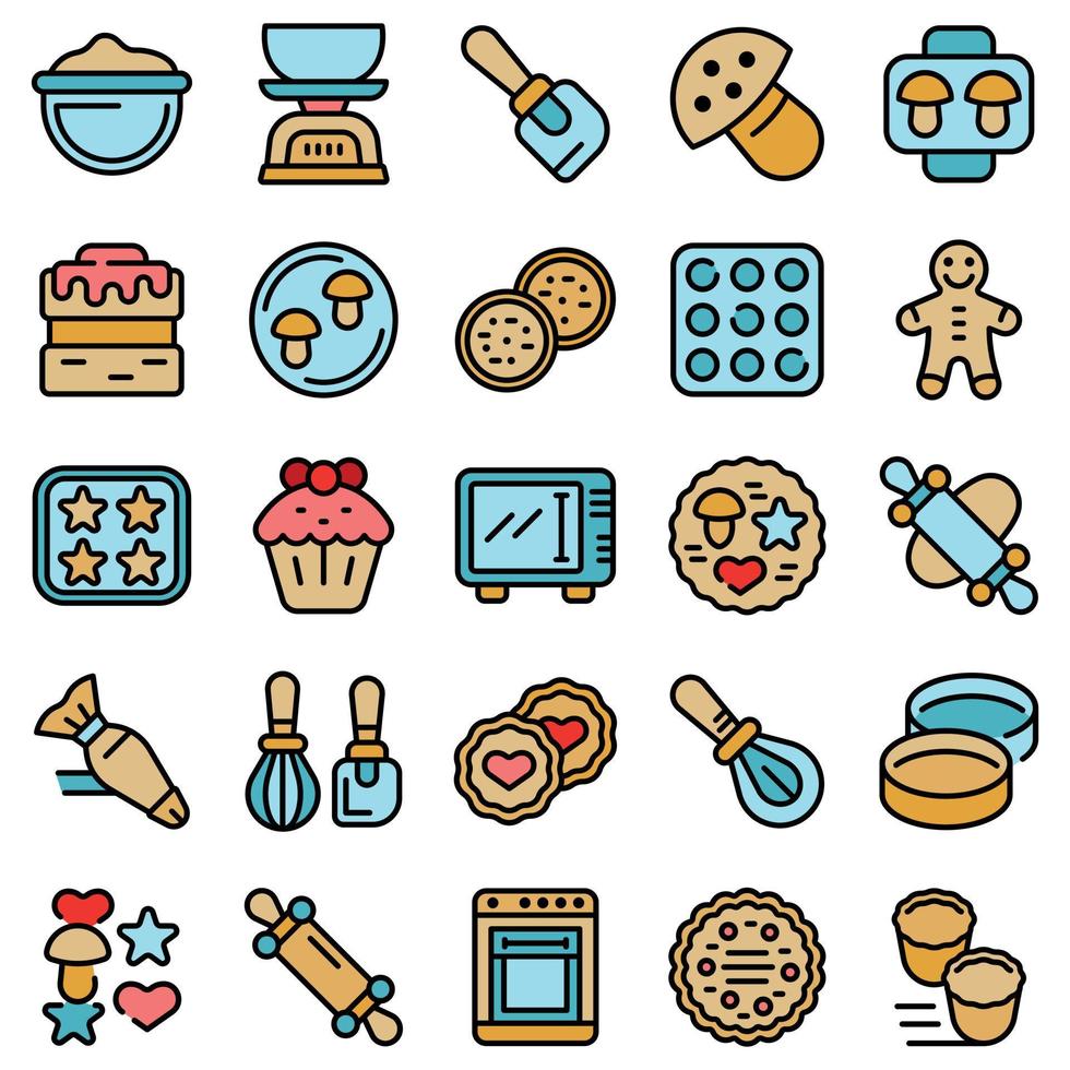 conjunto de ícones de moldes de biscoito vetor plano