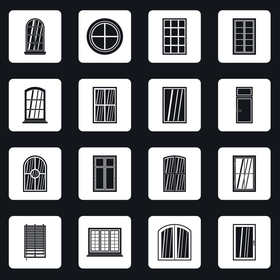 janela de plástico forma ícones conjunto de quadrados vetor